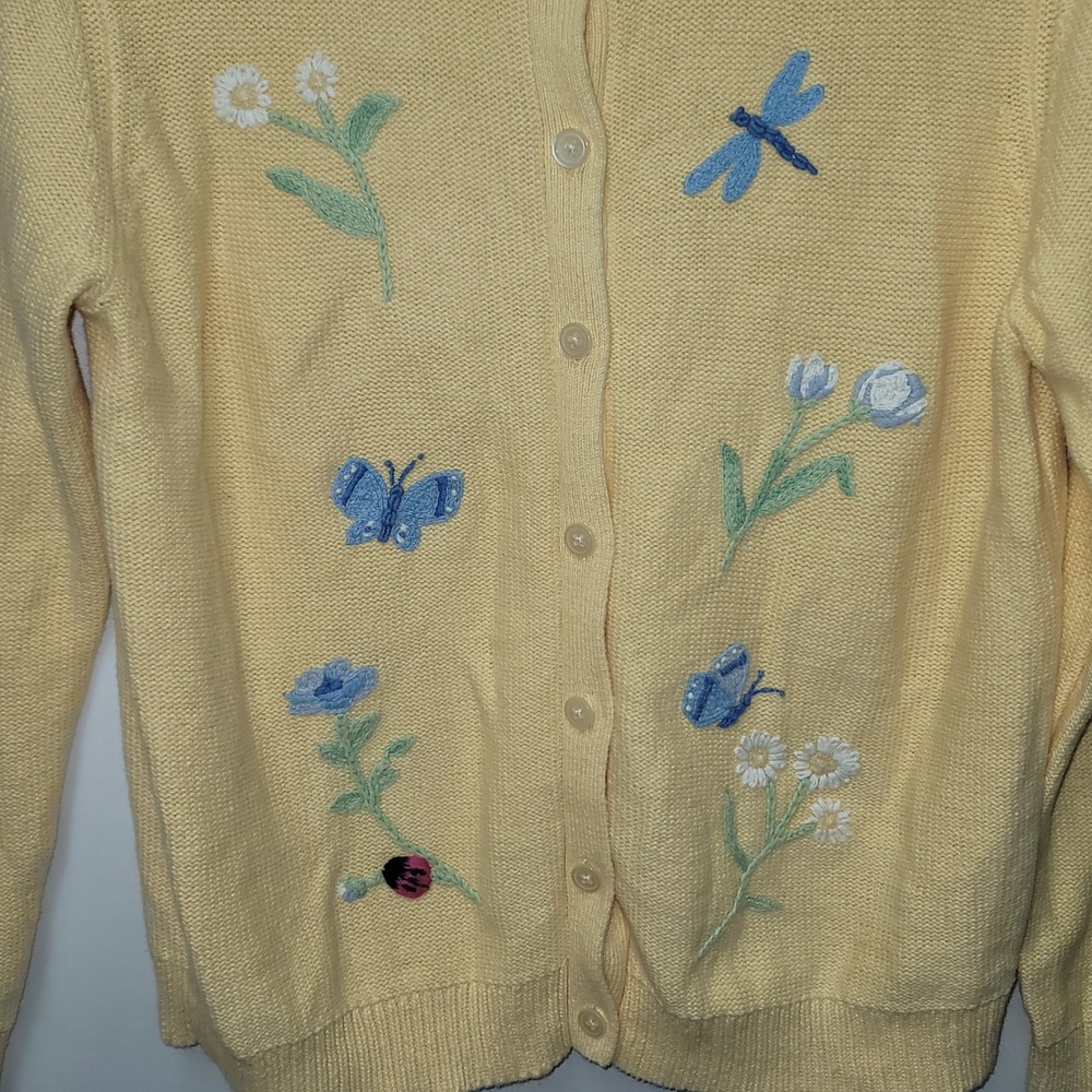 Classic Elements Yellow Embroidered Butterfly Flo… - image 3